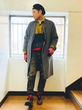 「glamb（グラム）のUnplugged denim（デニムパンツ）」を使った、まっちゃんさん（メンズ・183cm）の冬コーディネート