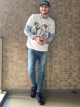 「ACT（アクト）のアイテム」を使った、まっちゃんさん（メンズ・183cm）の春コーディネート