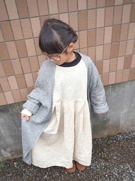 「ロングカーディガン」｜yume.coさん（キッズ・110cm）の冬コーディネート