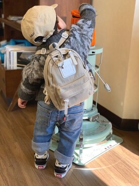 「アイテム（カーディガン/ボレロ）」を使った、genさん（キッズ・80cm）の冬コーディネート