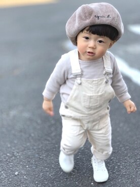 「平成最後のWEARISTAセンバツ」｜「アイテム（サロペット/オーバーオール）」を使った、genさん（キッズ・80cm）の冬コーディネート