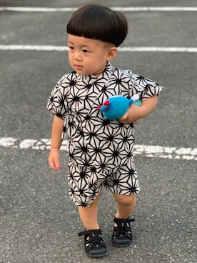 「petit main（プティマイン）のアイテム（浴衣）」を使った、genさん（キッズ・80cm）の夏コーディネート