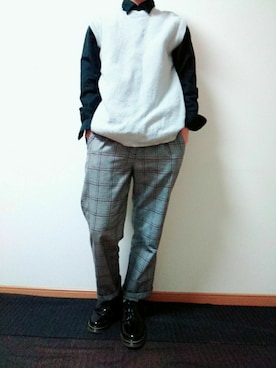 「RAGEBLUE（レイジブルー）のポストマンシューズFW/801562（ドレスシューズ、ブラック系）」を使った、獅子丸さん（メンズ・166cm）の春コーディネート