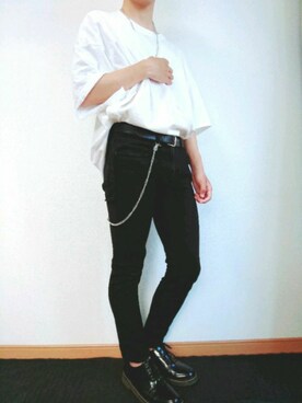 「GU（ジーユー）の（GU）スキニーフィットジーンズ（MEN ⁄ ジーンズ）」を使った、獅子丸さん（メンズ・166cm）の春コーディネート