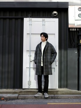 チェスターコート グリーン系 を使った 韓国 のメンズ人気ファッションコーディネート Wear