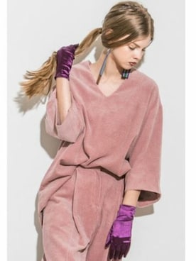 「アイテム（スウェット、ピンク系）」を使った、understudyclubさん（レディース・165cm）の冬コーディネート