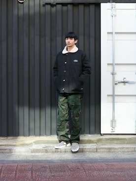 「Understudyclub（アンダースタディクラブ）のアイテム（カバーオール）」を使った、understudyclubさん（メンズ・175cm）の冬コーディネート