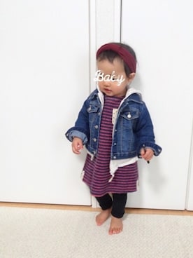「BOBSON（ボブソン）のアイテム（ワンピース/ドレス）」を使った、さやまろんさん（キッズ・80cm）の冬コーディネート
