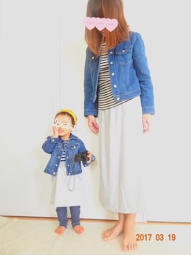 「GRL（グレイル）のアイテム（ジャケット/アウター）」を使った、さやまろんさん（キッズ・80cm）の春コーディネート