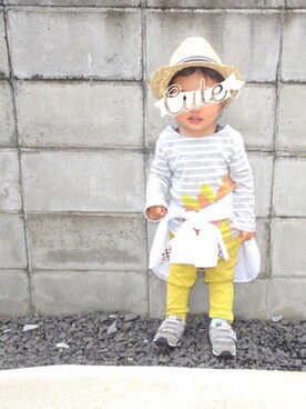 「BOBSON（ボブソン）のアイテム（トップス）」を使った、さやまろんさん（キッズ・80cm）の春コーディネート