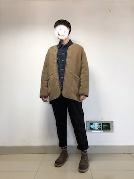 「school」｜「アイテム（ジャケット/アウター）」を使った、楼一一_Swan(相互follow)さん（メンズ・183cm）の冬コーディネート
