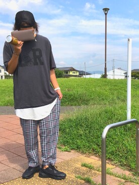 「improves（インプローブス）のアイテム（チノパンツ）」を使った、わっしょいさん（メンズ・180cm）の夏コーディネート