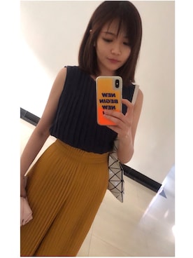「通勤穿搭」｜「アイテム（タンクトップ）」を使った、Riekoさん（レディース・158cm）の夏コーディネート