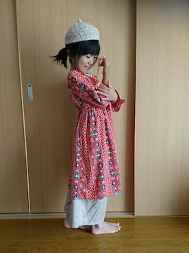「Right-on（ライトオン）のアイテム（ワンピース）」を使った、Yuka Fuchidaさん（キッズ・130cm）の夏コーディネート