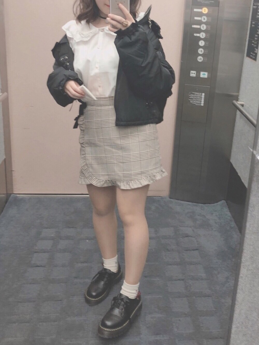「Honey Cinnamon、ガーリーコーデ、おしゃれさんと繋がりたい、年末WEAR感謝祭」｜「mieuxのHoney Cinnamonのセカンドラインのブランド（スカート、グレー系）」を使った、˙˚ʚ Nonoko ɞ˚˙さん（レディース・154cm）の秋コーディネートの1枚目の写真