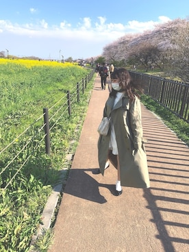 「白ワンピ」｜「アイテム（ジャケット/アウター）」を使った、ほのかさん（レディース・148cm）の春コーディネート