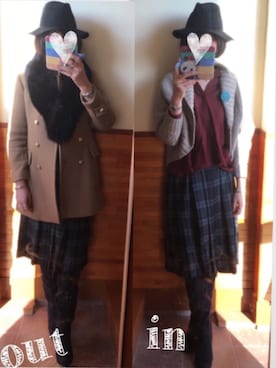 「ファー」｜「アイテム（ピーコート）」を使った、えまみーさん（レディース・171cm）の冬コーディネート
