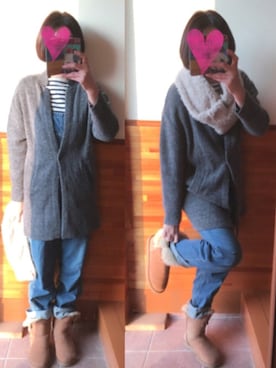 「インナーダウン」｜「アイテム（オールインワン・サロペット）」を使った、えまみーさん（レディース・171cm）の冬コーディネート