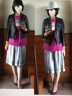「CIAOPANIC TYPY（チャオパニックティピー）のアイテム（ライダースジャケット）」を使った、えまみーさん（レディース・171cm）の秋コーディネート