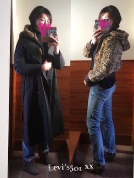 「リーバイス501」｜「アイテム（ブルゾン）」を使った、えまみーさん（レディース・171cm）の冬コーディネート