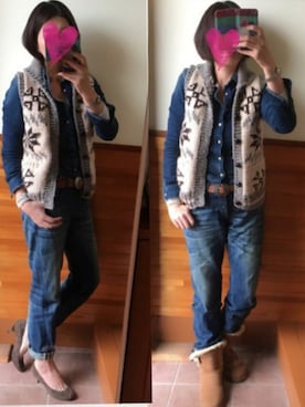 「Clarpierce（クラーピアス）のアイテム」を使った、えまみーさん（レディース・171cm）の秋コーディネート
