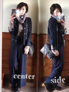 「バンダナ」｜「アイテム（トレンチコート）」を使った、えまみーさん（レディース・171cm）の冬コーディネート