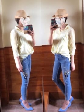 「ベルイエロー」｜「アイテム（その他）」を使った、えまみーさん（レディース・171cm）の春コーディネート