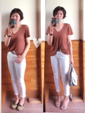 「パイソン柄」｜「アイテム（モカシン/デッキシューズ）」を使った、えまみーさん（レディース・171cm）の夏コーディネート