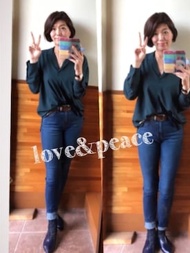 「UNITED ARROWS（ユナイテッドアローズ）のUWMM ウエスタンベルト ◆（ベルト）」を使った、えまみーさん（レディース・171cm）の秋コーディネート