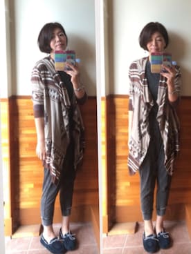 「ファー」｜「アイテム（つなぎ/オールインワン）」を使った、えまみーさん（レディース・171cm）の秋コーディネート