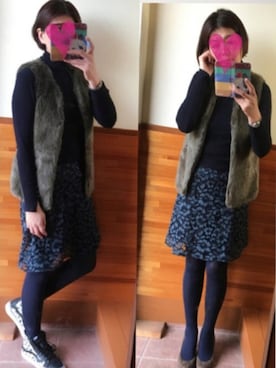「Clarpierce（クラーピアス）のアイテム」を使った、えまみーさん（レディース・171cm）の冬コーディネート
