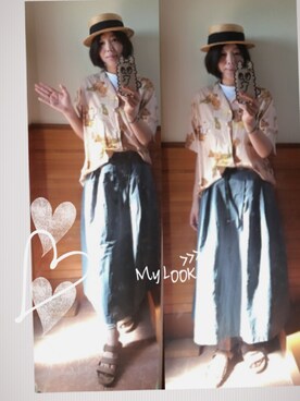 「グラミチ別注」｜「アイテム（帽子）」を使った、えまみーさん（レディース・171cm）の春コーディネート