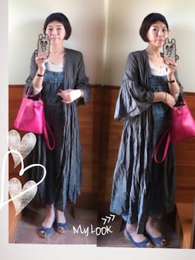 「Lee（リー）のアイテム（サロペット/オーバーオール）」を使った、えまみーさん（レディース・171cm）の夏コーディネート