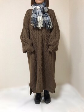 「ニットワンピース」｜「アイテム（雑貨/ホビー）」を使った、maru☺︎さん（レディース・152cm）の冬コーディネート