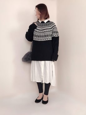 「UNIQLO（ユニクロ）のリネンブレンドロングシャツ（半袖）（シャツ/ブラウス）」を使った、maru☺︎さん（レディース・152cm）の冬コーディネート