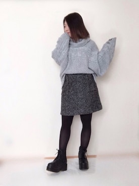 「大人ミニスカ部」｜maru☺︎さん（レディース・152cm）の冬コーディネート