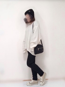 「RAGEBLUE（レイジブルー）のアイテム（ニットキャップ/ビーニー）」を使った、maru☺︎さん（レディース・152cm）の冬コーディネート