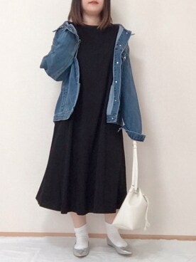 「153cm」｜「アイテム（デニムジャケット）」を使った、maru☺︎さん（レディース・153cm）の春コーディネート