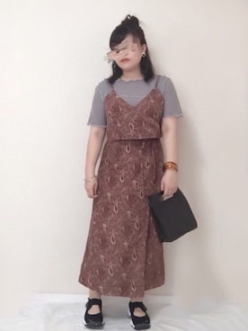 「ハーフアップ」｜「アイテム（その他）」を使った、maru☺︎さん（レディース・153cm）の夏コーディネート
