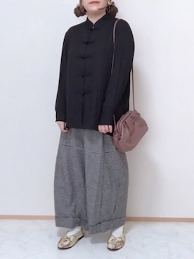 「チャイナシャツ」｜「アイテム（雑貨/ホビー）」を使った、maru☺︎さん（レディース・153cm）の秋コーディネート