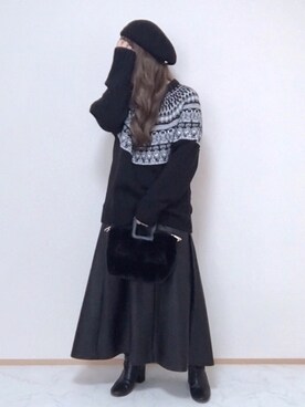 「レザースカート」｜「アイテム（雑貨/ホビー）」を使った、maru☺︎さん（レディース・153cm）の秋コーディネート