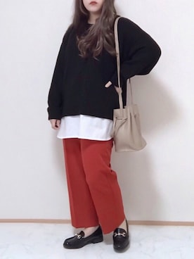 「巾着バッグ」｜「アイテム（雑貨/ホビー）」を使った、maru☺︎さん（レディース・153cm）の秋コーディネート