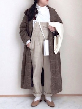 「153cm」｜「アイテム（オールインワン・サロペット）」を使った、maru☺︎さん（レディース・153cm）の冬コーディネート