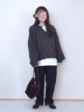 「RAGEBLUE（レイジブルー）のアイテム（ニットキャップ/ビーニー）」を使った、maru☺︎さん（レディース・153cm）の冬コーディネート