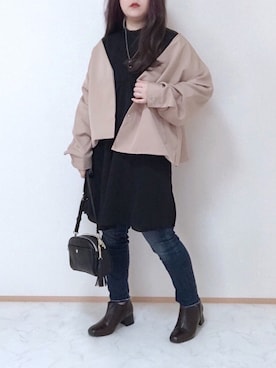「しまむら（シマムラ）のアイテム（ブーティ）」を使った、maru☺︎さん（レディース・153cm）の冬コーディネート