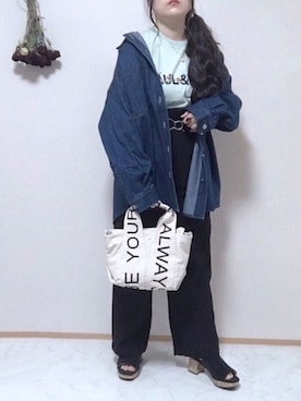 「ap retro（アプレトロ）のアイテム（デニムジャケット）」を使った、maru☺︎さん（レディース・153cm）の春コーディネート