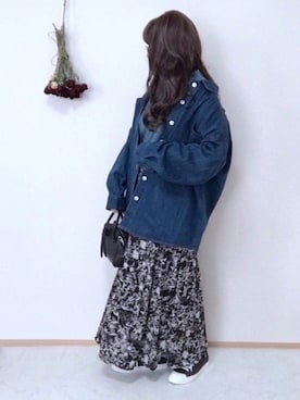 「ap retro（アプレトロ）のアイテム（デニムジャケット）」を使った、maru☺︎さん（レディース・153cm）の春コーディネート