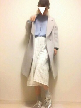 「くつした」｜「アイテム（チェスターコート）」を使った、chicoさん（レディース・162cm）の秋コーディネート