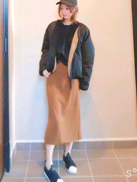 ◆orizou◆さんの「WOMEN メリノブレンドリブスカート」を使ったコーディネート