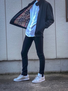 「バーバリー」｜「アイテム（ブルゾン）」を使った、KITさん（メンズ・168cm）の秋コーディネート